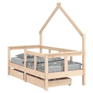vidaXL Okvir za dječji krevet s ladicama 70x140 cm od masivne borovine