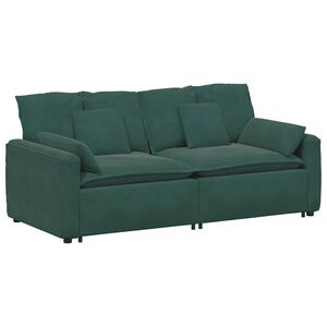 vidaXL Modularna sofa s jastucima tamnozelena