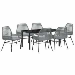vidaXL Vrtni set za objed s jastukom 7 pcs Siva poliratan