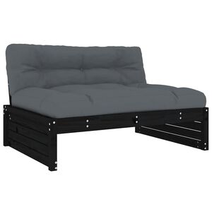 vidaXL Srednja sofa crni 120x80 cm od masivne borovine