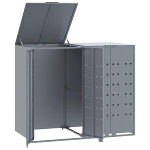 vidaXL Spremi&scaron;te za 2 kanta za otpad sivo 138x79x117 cm čelično