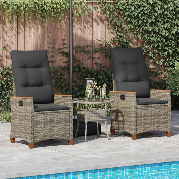 vidaXL Ležaljka u vrtu Siva i tamno siva 64 x 57,5 x 112 cm poliratan