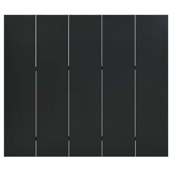 vidaXL Sobna pregrada s 5 panela crna 200 x 180 cm čelična