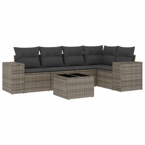 vidaXL 6-dijelni set vrtnih sofa od poliratana s jastucima sivi