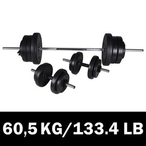 Dvoručni uteg i 2 cijevi za utege od 60,5kg