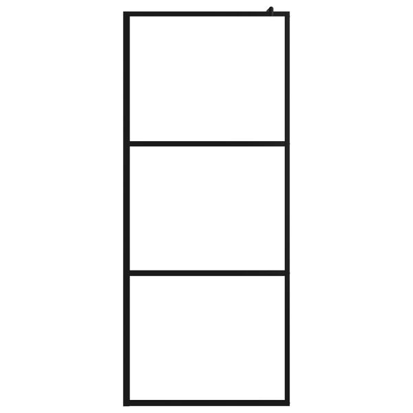 vidaXL Pregrada za tu&scaron; s policom crna 90x195 cm staklo ESG i aluminij