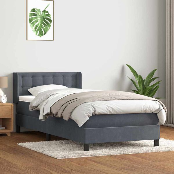 vidaXL Box Spring krevet s madracem tamno sivi 80x210 cm bar&scaron;un