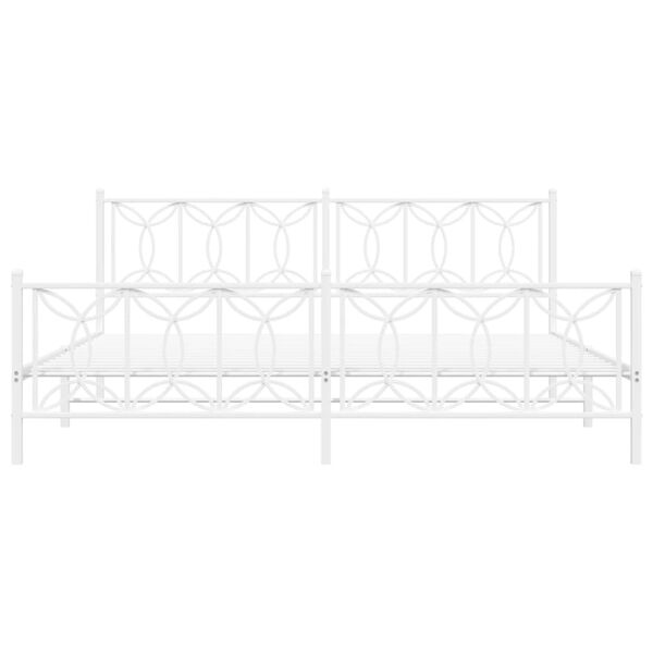 vidaXL Metalni okvir kreveta uzglavlje i podnožje bijeli 193x203 cm