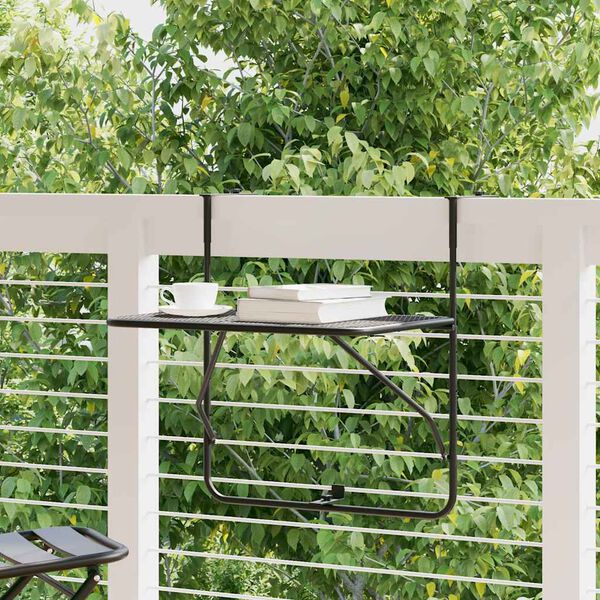 vidaXL Balkonski stol crni 60 x 40 cm čelični