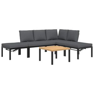 vidaXL 5-dijelni set vrtnih sofa s jastucima crni aluminijski