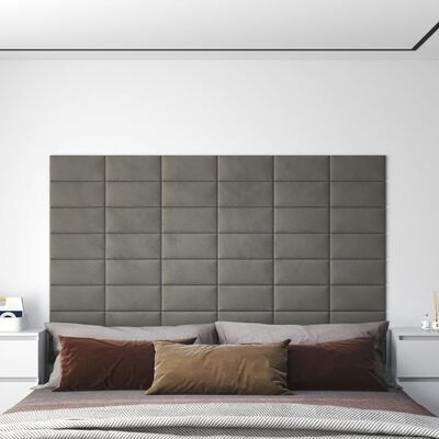 vidaXL Zidne ploče 12 kom svjetlosive 30 x 15 cm baršunaste 0,54 m²