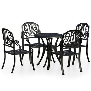 vidaXL 5-dijelni bistro set od lijevanog aluminija crni