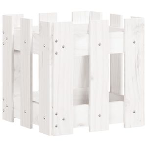 vidaXL Vrtna sadilica s izgledom ograde bijela 30x30x30 cm od borovine