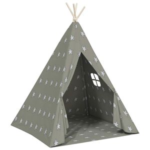 vidaXL Dječji &scaron;ator tipi od poliestera s torbom sivi 115x115x160 cm