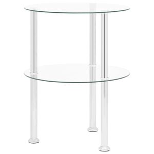 vidaXL Bočni stolić s 2 razine prozirni 38 cm od kaljenog stakla