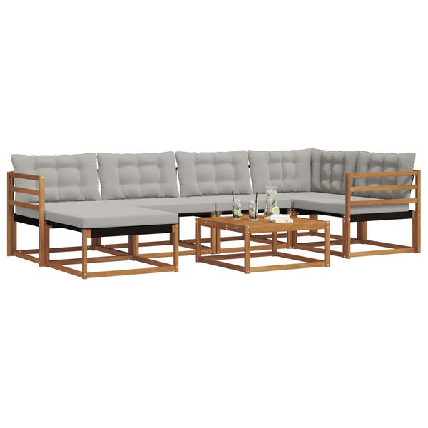 vidaXL Set vanjskih sofa s jastukom 7 pcs Prirodna i svijetlo siva