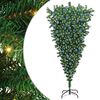 vidaXL Umjetna božićna jelka naopako s setom kuglica Zelena 210 cm PVC