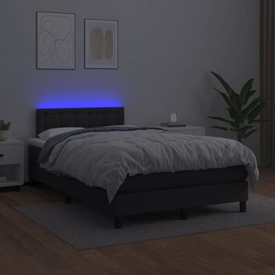 vidaXL Krevet box spring s madracem LED crni 120 x 190 cm umjetna koža