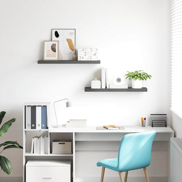 vidaXL Plutajuće zidne police 2 kom sjajne sive 80 x 23,5 x 3,8 cm MDF