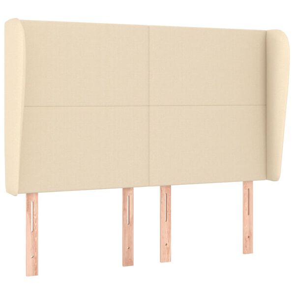 vidaXL Uzglavlje s u&scaron;ima krem 147x23x118/128 cm od tkanine