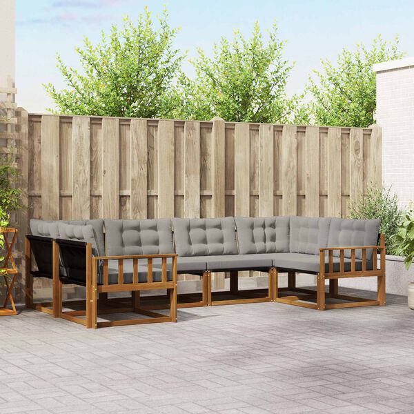 vidaXL Set vanjskih sofa s jastukom 6 pcs Prirodna i svijetlo siva