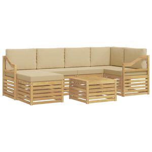 vidaXL Set vanjskih sofa 7 kom. Bijela i bež Poliester