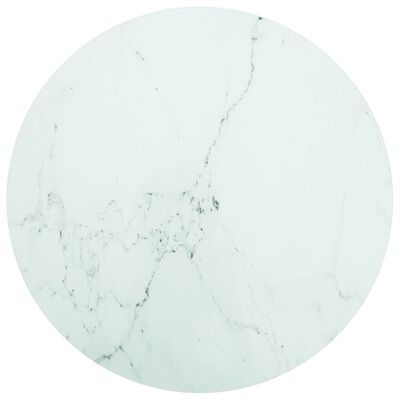 vidaXL Stolna ploča bijela Ø 70 x 0,8 cm staklena s mramornim uzorkom
