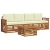 vidaXL Set vanjskih sofa 5 kom. Prirodna i krem Čvrsto drvo akacije