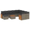vidaXL 11-dijelni set vrtnih sofa od poliratana s jastucima sivi