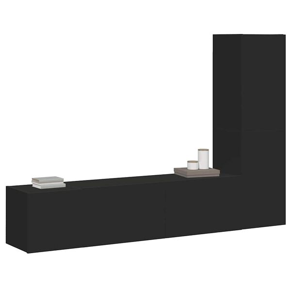 vidaXL 3-dijelni set TV ormarića crni od konstruiranog drva