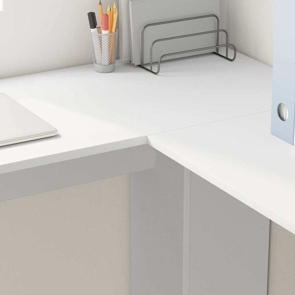 vidaXL Kutni radni stol s mjestom za odlaganje s policom Bijelo