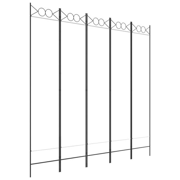 vidaXL Sobna pregrada s 5 panela bijela 200 x 200 cm od tkanine