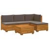 vidaXL Set vanjskih sofa s jastukom 5 Komad Smeđa Čvrsto drvo akacije
