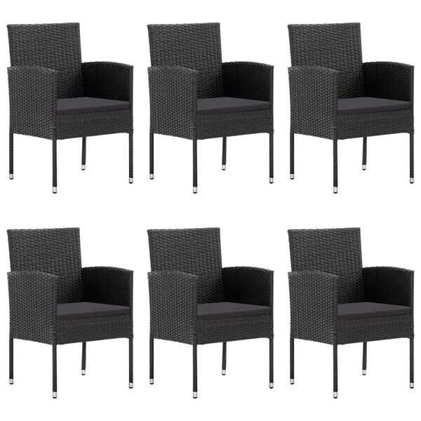 vidaXL 7-dijelni vrtni blagovaonski set od poliratana crni