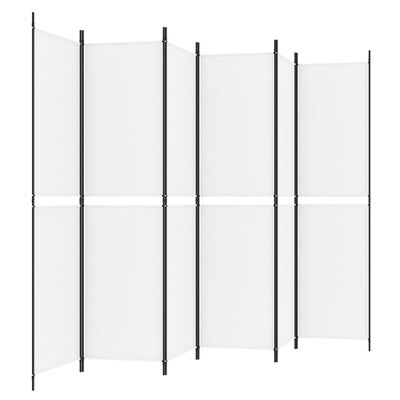 vidaXL Sobna pregrada s 6 panela bijela 300x200 cm od tkanine