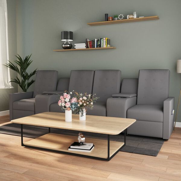 vidaXL Nagibni masažni četverosjed s držačima ča&scaron;a svjetlosivi