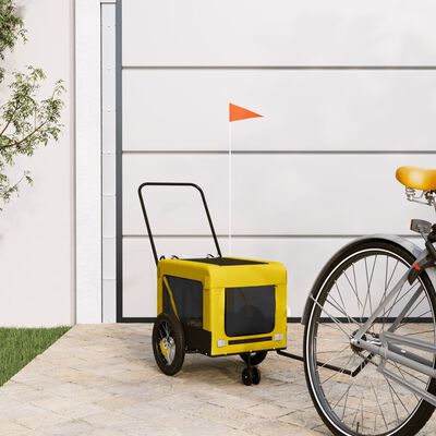 vidaXL Prikolica za bicikl za ljubimce žuto-crna od tkanine i željeza