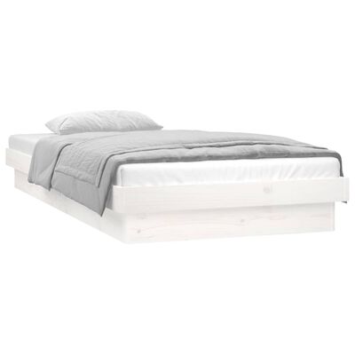 vidaXL LED okvir kreveta bijeli 90 x 190 cm mali od masivnog drva