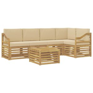vidaXL Set vanjskih sofa 6 kom. Bijela i bež Poliester