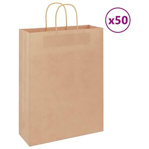 vidaXL Papirnate vrećice 50 kom s ručkama smeđe 32x12x42 cm