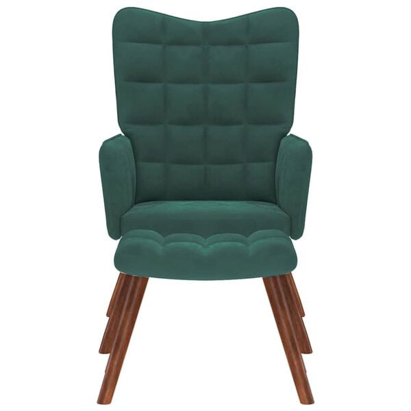 vidaXL Opu&scaron;tajuća fotelja sa stolicom tamnozeleni bar&scaron;un