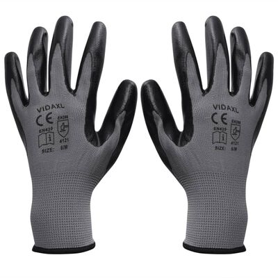 vidaXL Radne rukavice nitrilne 1 par sivo-crne veličina 9/L