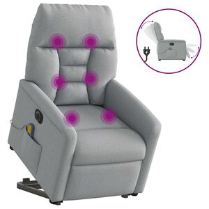 vidaXL Električni masažni naslonjač na podizanje tkanina svjetlosivi