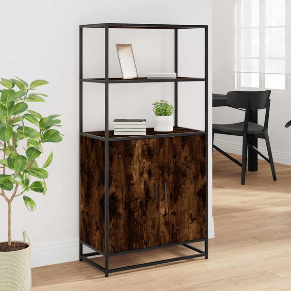 vidaXL Visoka ploča dimljeni hrast Konstruirano drvo i metal