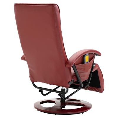 vidaXL Masažna fotelja od umjetne kože crvena boja vina