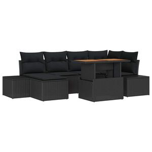 vidaXL Vrtni set za objed s jastukom 7 pcs Crna i smeđa