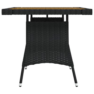 vidaXL Vrtni stol crni 70x70x72 cm poliratan i masivno bagremovo drvo