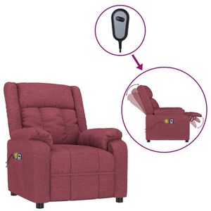 vidaXL Električni masažni naslonjač od tkanine crvena boja vina