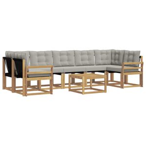 vidaXL Set vanjskih sofa s jastukom 8 pcs Bijela i svjetlosiva