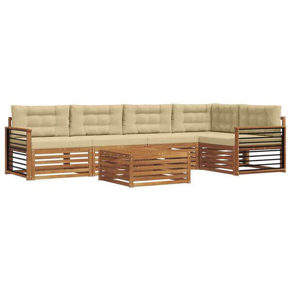 vidaXL Set vanjskih sofa s jastukom 6 pcs Prirodna i bež